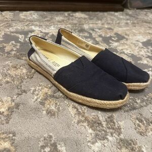 Toms Dark Blue Espadrilles with Tan Accents Women